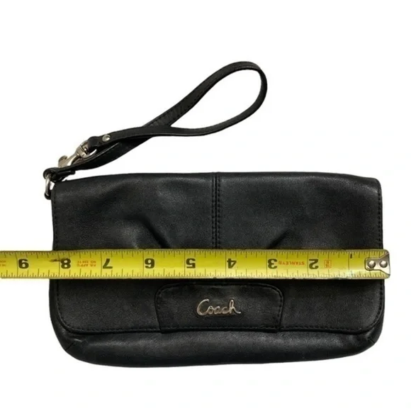 Coach black leather Ashley wristlet bag